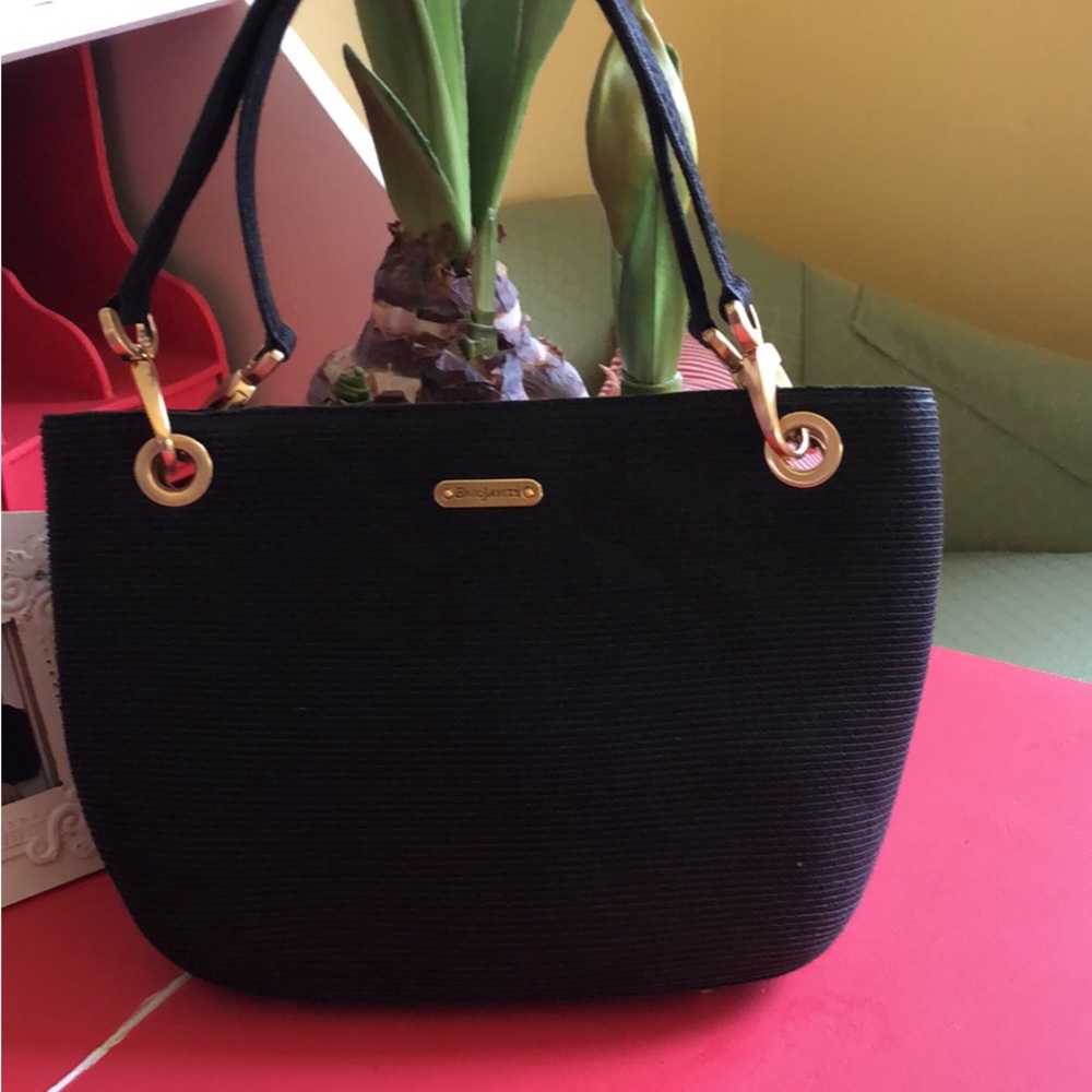 Designer Eric Javits Black Raffia Purse